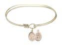7 inch Oval Eye Hook Bangle Bracelet with a St. Sebastian / Volleyball charm.