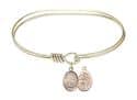 7 inch Oval Eye Hook Bangle Bracelet with a St. Sebastian / Fishing charm.