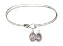 7 inch Oval Eye Hook Bangle Bracelet with a St. Sebastian / Rodeo charm.