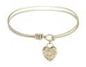 7 1/4 inch Oval Eye Hook Bangle Bracelet with a Guardian Angel Heart charm.