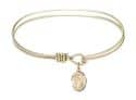 7 1/4 inch Oval Eye Hook Bangle Bracelet with a St. Clare of Assisi charm.