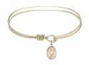 7 1/4 inch Oval Eye Hook Bangle Bracelet with a St. Richard charm.