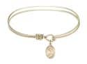7 1/4 inch Oval Eye Hook Bangle Bracelet with a St. Rose of Lima charm.