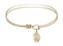 7 1/4 inch Oval Eye Hook Bangle Bracelet with a St. William of Rochester charm.