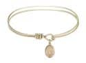 7 1/4 inch Oval Eye Hook Bangle Bracelet with a St. Sophia charm.