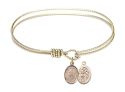 7 1/4 inch Oval Eye Hook Bangle Bracelet with a St. Sebastian/Ice Hockey charm.