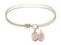 7 1/4 inch Oval Eye Hook Bangle Bracelet with a St. Sebastian/Track & Field charm.