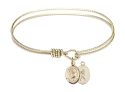 7 1/4 inch Oval Eye Hook Bangle Bracelet with a St. Rita / Baseball charm.
