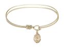 7 1/4 inch Oval Eye Hook Bangle Bracelet with a St. Anastasia charm.