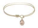 7 1/4 inch Oval Eye Hook Bangle Bracelet with a St. Rosalia charm.