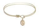 7 1/4 inch Oval Eye Hook Bangle Bracelet with a St. Regina charm.