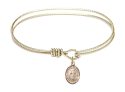 7 1/4 inch Oval Eye Hook Bangle Bracelet with a St. Raymond of Penafort charm.