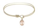 7 1/4 inch Oval Eye Hook Bangle Bracelet with a St. Seraphina charm.