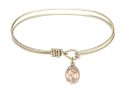 7 1/4 inch Oval Eye Hook Bangle Bracelet with a St. Sebastian/Track&Field charm.