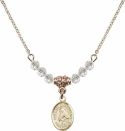 18-Inch Hamilton Gold Plated Necklace with 4mm Crystal Birthstone Beads and Our Lady of Providence Charm.
