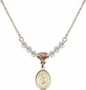 18-Inch Hamilton Gold Plated Necklace with 4mm Crystal Birthstone Beads and Saint Rita of Cascia Charm.
