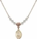 18-Inch Hamilton Gold Plated Necklace with 4mm Crystal Birthstone Beads and Saint William of Rochester Charm.