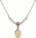 18-Inch Hamilton Gold Plated Necklace with 4mm Crystal Birthstone Beads and Saint Sebastian/Soccer Charm.