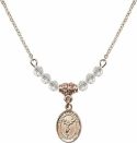 18-Inch Hamilton Gold Plated Necklace with 4mm Crystal Birthstone Beads and Saint Sebastian/Cheerleading Charm.