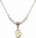 18-Inch Hamilton Gold Plated Necklace with 4mm Crystal Birthstone Beads and Saint Sebastian/Track & Field Charm.